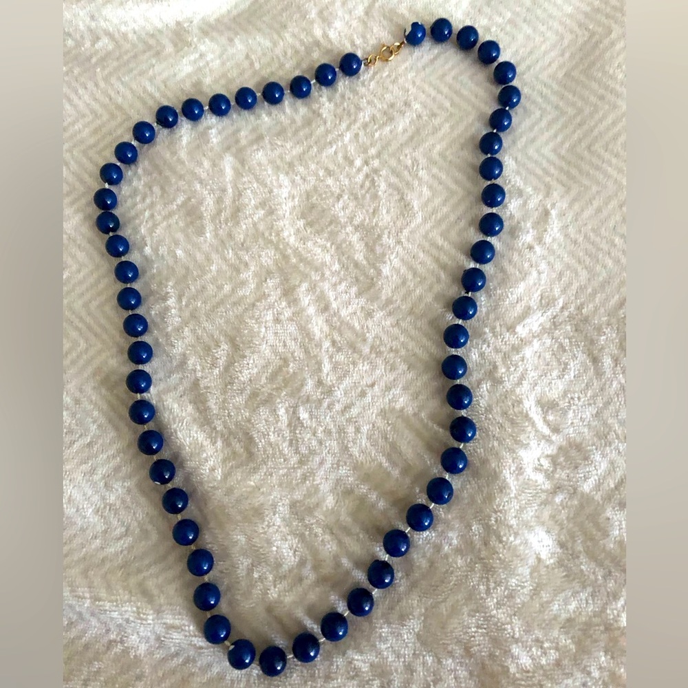 Dark blue beautiful beaded long pendant